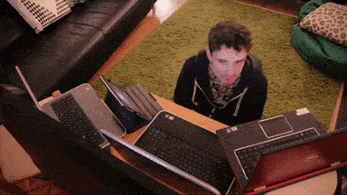 Animated GIF of a man watching intently